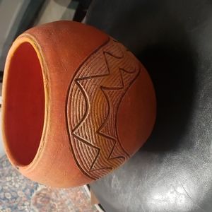 Vintage orange signed planter